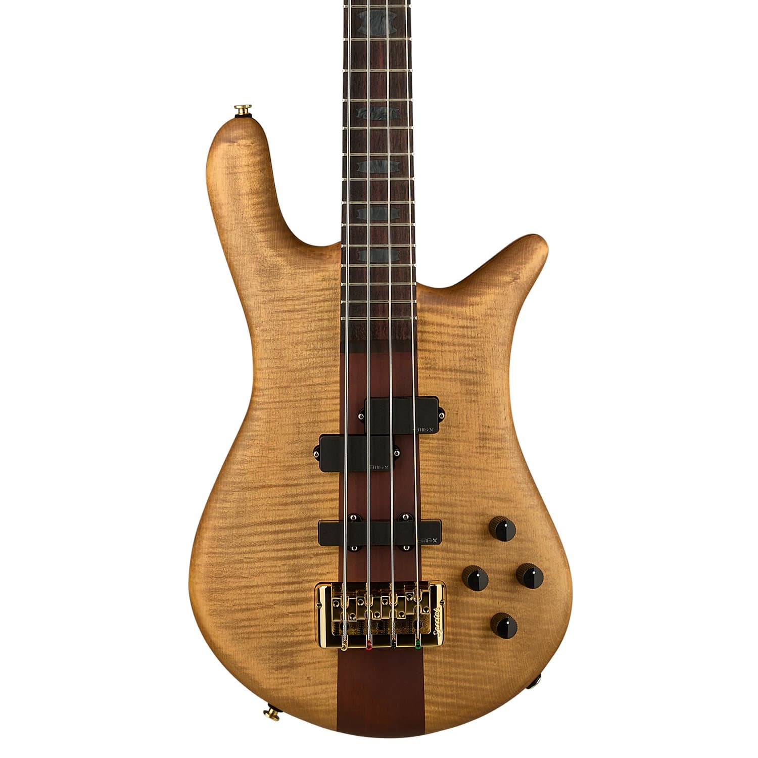 Spector Euro 4 Rex Brown Signature bass, flame maple top with gold hardware and EMG PJ-X pickups