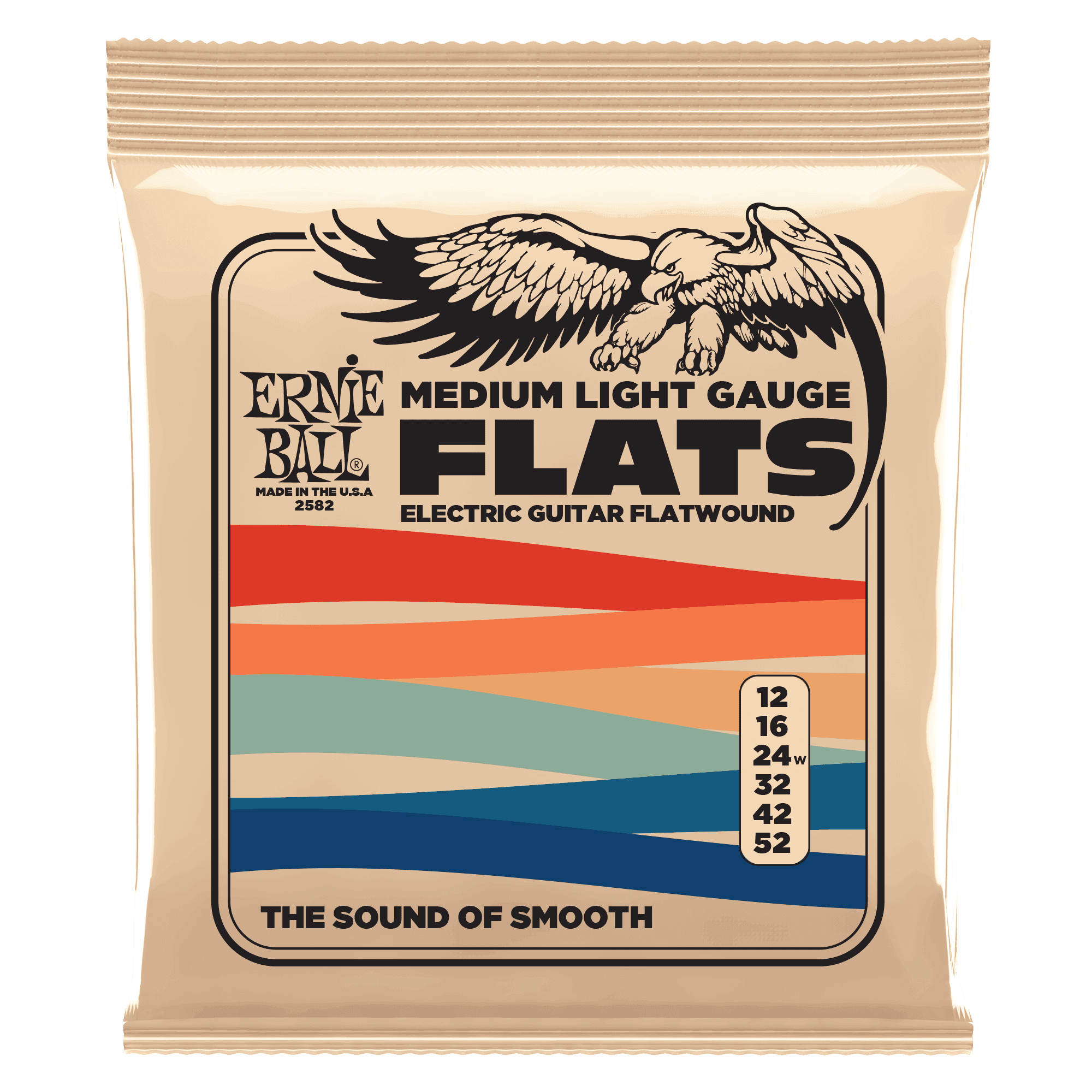 Ernie Ball Stainless Steel Flatwound, Medium-Light (.012–.052) .12–.52 strings