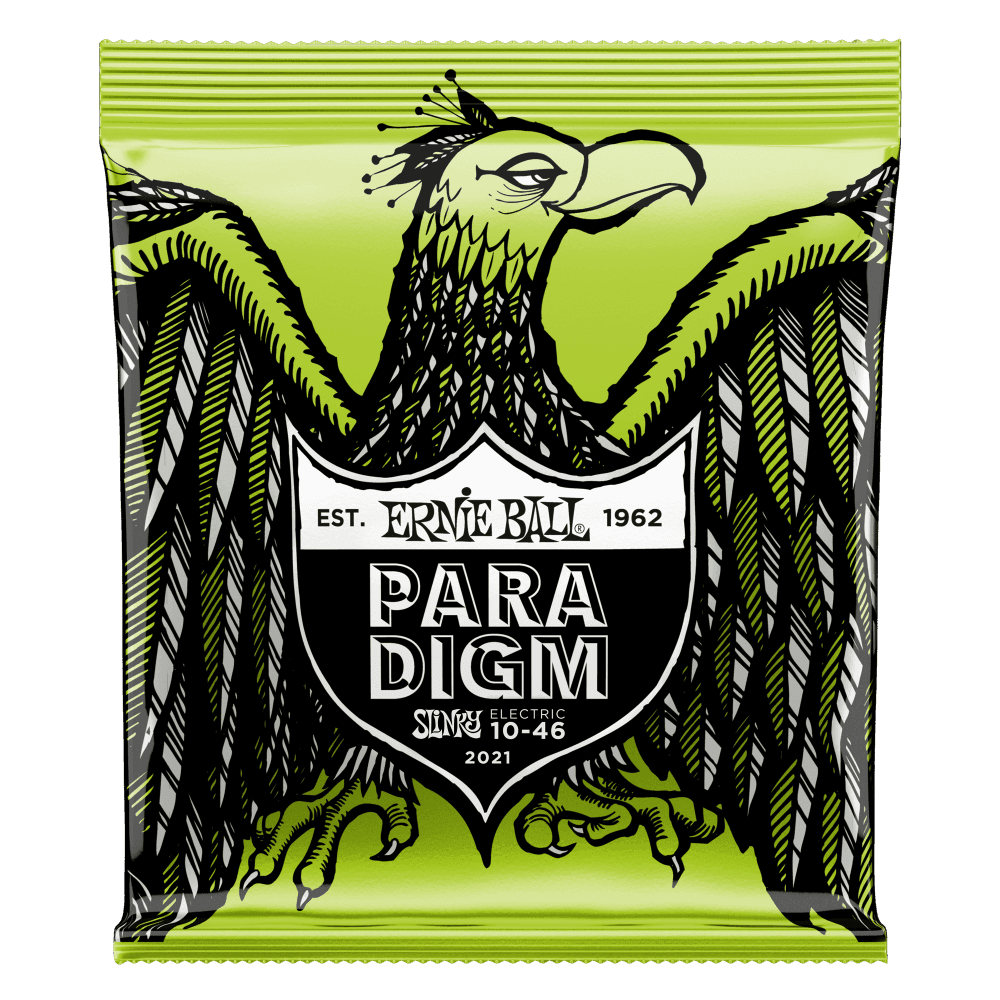 Ernie Ball Paradigm Regular Slinky (.010–.046), the default .10–.46 strings